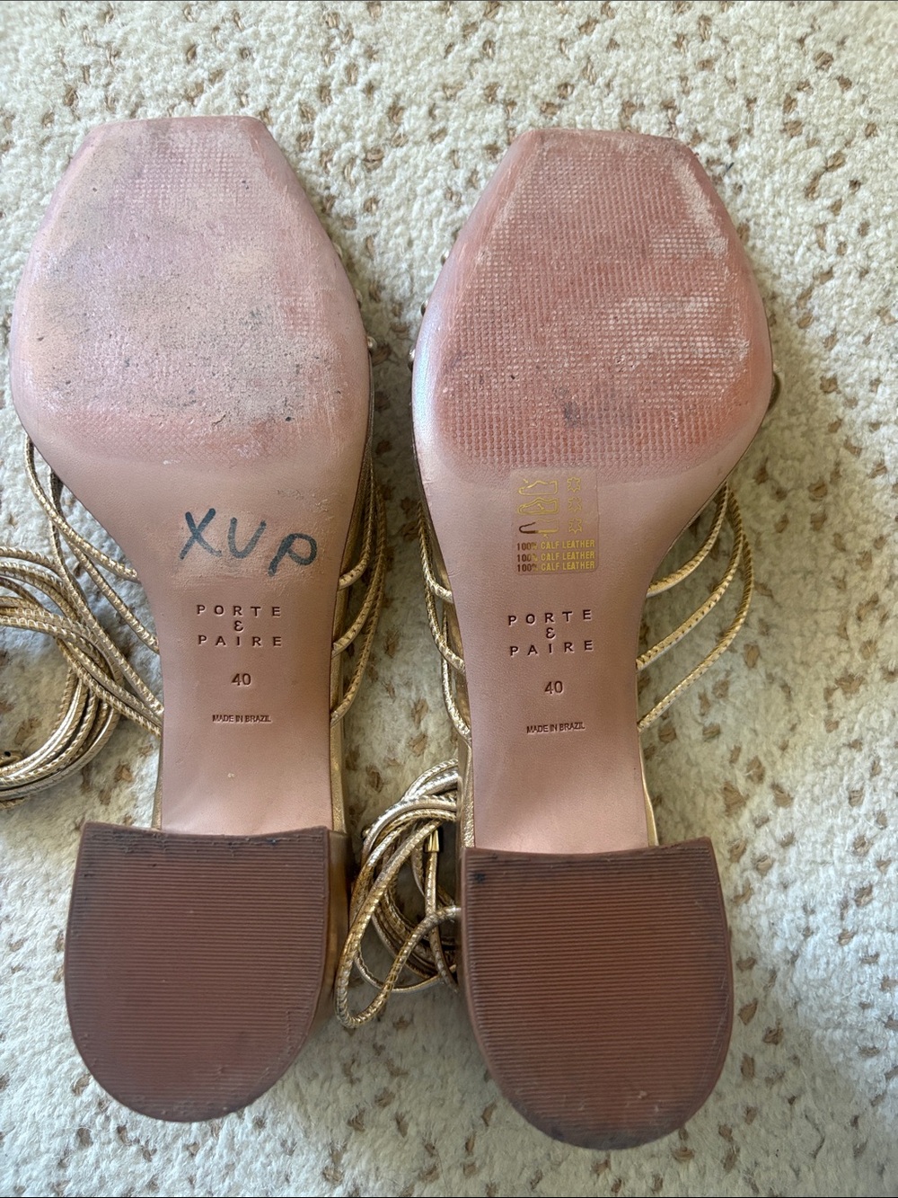 PORTE & PAIRE Metallic Leather Sandals Size 9 - Picture 13 of 13